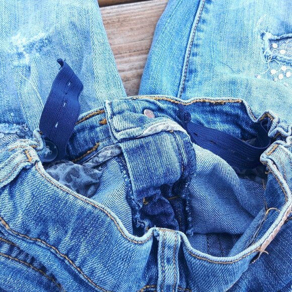 Girls Children's Place Jeans Silver Sequin Sparkle - Picture 3 of 9